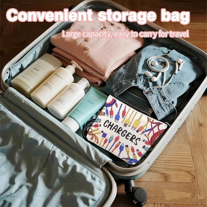 Charging Stuff Travel Bag Pouch Small Charger Cable Organizer Storage Case Ties Portable Earphone Holder Bag Charger Gift Bags Usb Cable Pouches Elastic Silicone Straps for Electronics Data Cord Wrap - Image 4