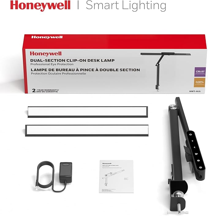 Honeywell HJ1 Sunturalux LED Clamp Desk Lamp 1200LM for Home Office | CRI≥97, 3000K-5700K, Low Blue Light, Flicker-Free, Dimmable Task Desk Light for Computer, Black - Image 9