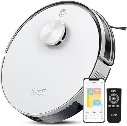 ILIFE A30s Robot Vacuum, 10000Pa Max Suction | LiDAR Navigation, Home Mapping, No-Go Zone, 150 Mins, App, Voice and Remote Control, for Hard Floor, Carpet and Pet Hair by ILIFE