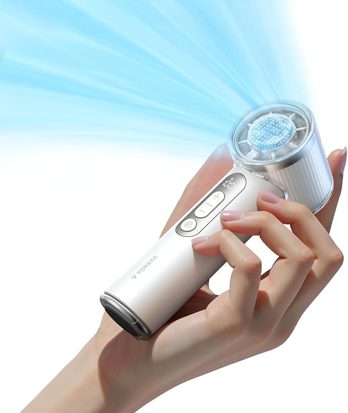 TORRAS COOLiFY iva Handheld Fan with Ice Cooler, [Chill by 50°F], 0-100 Adjustable Speed, Super Mini Powerful Portable Fan 4900mAh Rechargeable, Hand Fans for Travel Essentials,Mothers Day Gifts,Ivory by Unknown