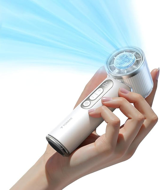 TORRAS COOLiFY iva Handheld Fan with Ice Cooler, [Chill by 50°F], 0-100 Adjustable Speed, Super Mini Powerful Portable Fan 4900mAh Rechargeable, Hand Fans for Travel Essentials,Mothers Day Gifts,Ivory by Unknown