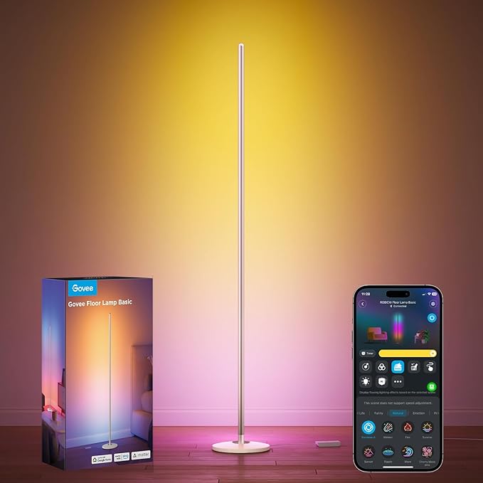 Govee RGBIC Floor Lamp Basic, 1000lm LED Corner Lamp | Works with Alexa, Smart Modern Floor Lamp with Music Sync and 16 Million DIY Colors, Color Changing Standing Lamp for Bedroom by Unknown