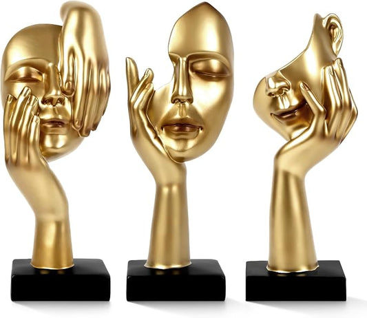 3 Pcs Thinker Statue,Modern Home Sculptures,Figurine for Bookshelf1 by Unknown