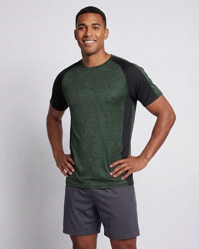 5 Pack Men's Dry Fit Short Sleeve T-Shirt Gym Workout Athletic Running Tee | Cooling, Moisture-Wicking, Crew Neck, Quick-Dry, Breathable, Active, Exercise, Fitness, Basketball, Cycling, Hiking, Tennis - Image 2
