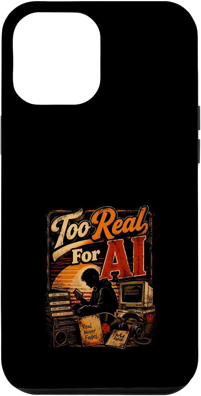 Too Real for AI - Authentic Music Lovers Case for iPhone 12 Pro Max by Unknown