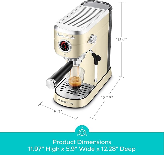 CASABREWS 5418 PRO Compact Espresso Cofee Machine with Fast Heating System | Brew Ready in 5 seconds, Brews 2+ milk drinks in a row, 20-Bar Pump, Built-in Pressure Gauge, Pro Steam Wand for Lattes - Image 5