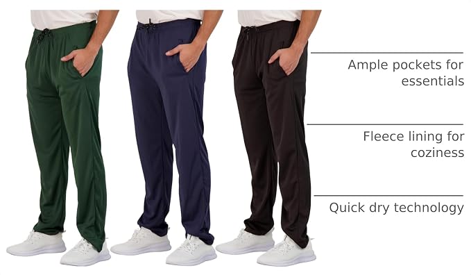 3 Pack Men's Mesh Open Bottom Sweatpants Active Athletic Workout Gym Pocket | Available in Big & Tall, Uncuffed, Elastic Waistband, Drawstring, Straight Leg, Running, Jogging, Exercise, Training, Sports - Image 4