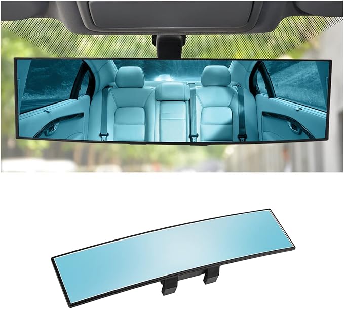 Car Rearview Mirror, 12 Inch Panoramic Wide Angle Anti-Glare, Clip on Auto Rear View Mirror, HD Clear Convex Surface, Car Interior Accessories Universal for SUV, Truck, Van, Vehicles (Blue) by 8sanlione