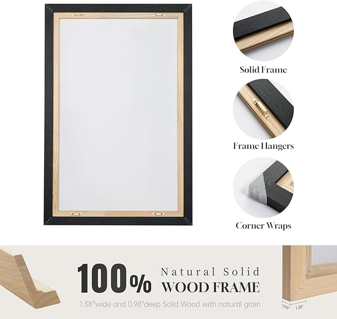 Large Framed Neutral Abstract Wall Art for Living Room, 3 Piece Black Beige Canvas Prints Paintings Artwork for Walls, Modern Minimalist Abstract Pictures for Hallway Office Wall Decor 24x36 In - Image 6