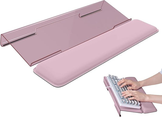 Laborio Computer Keyboard Wrist Rest, Keyboard Riser Stand for Desktop | Rose Pink, Ergonomic Acrylic Keyboard Holder, Non-slip Wrist Pad, Pain Relief for Typing, Multiple Colors by Laborio