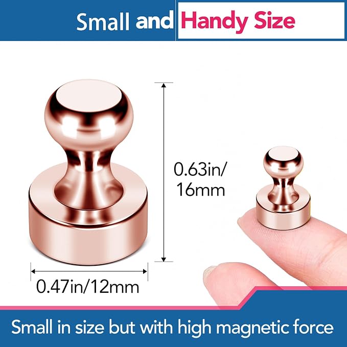 LOVIMAG Fridge Magnets 18Pcs for Refrigerator Whiteboard, Rose Gold | Small Strong Neodymium Metal Cute Push Pin for Classroom, Kitchen, Accessories Decorative, Office, Calendar - Image 3