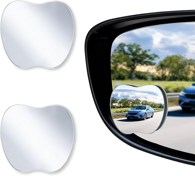 LivTee Blind Spot Mirrors, Apple-Shaped HD Glass Frameless Convex Rear View Mirrors, Wide Angle Adjustable Stick for Side Mirror, Automotive Exterior Accessories for Car, SUV & Trucks, Pack of 2 by LivTee