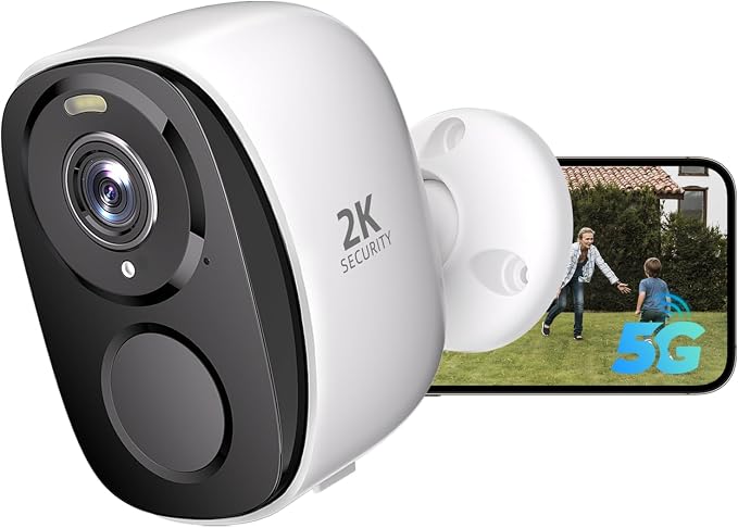 5G/2.4GHz WiFi Security Cameras Wireless Outdoor,2K Battery Home Security Camera with AI Detection,Siren, Surveillance Indoor Home Camera, Color Night Vision,2-Way Talk,IP65, Cloud/SD, Works Alexa by Rraycom