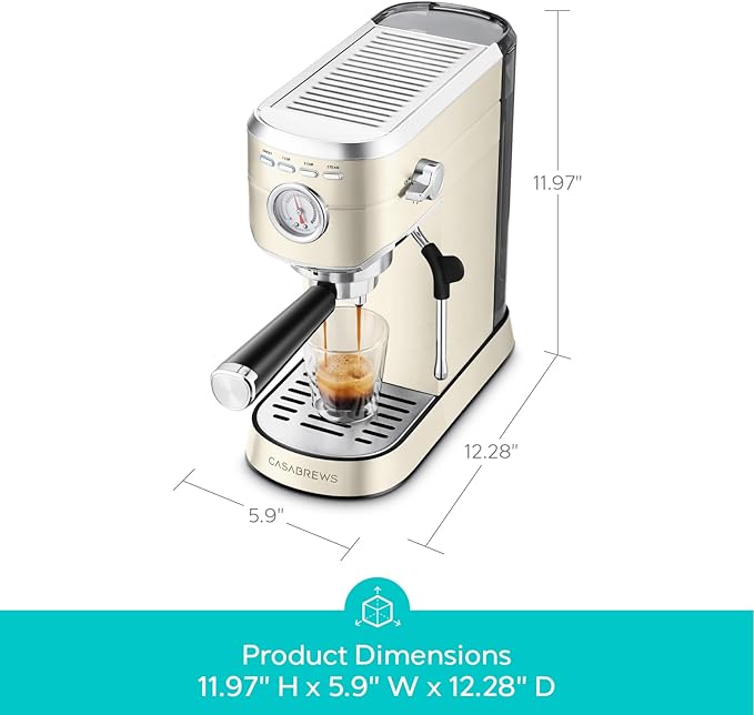 CASABREWS CM5418 Espresso Maker, Compact Espresso Machine with Milk Frother | Stainless Steel, 20-Bar Pump, Built-in Pressure Gauge, Powerful Steam Wand for Cappuccino Latte for Home, 34oz Water Tank - Image 7