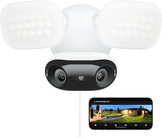 REOLINK PoE Security Camera Elite Pro Floodlight PoE, 16MP Dual Lens, 180° | 2800 Lumens Lighting, Infrared Night Vision, Local AI Video Search, Smart Detection, 24/7 Recording with Motion Track by Unknown