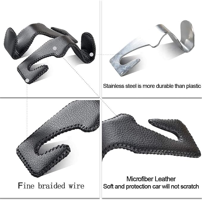 yicheyiyou Car Hooks Universal Car Vehicle Back Seat Headrest Hanger Holder Hook Microfiber Leather & Stainless Steel for Bag Purse Cloth Drink Grocery (Green) - Image 5