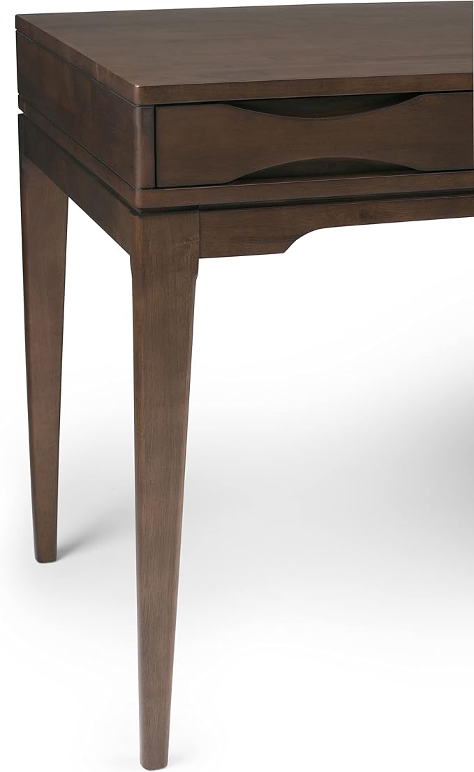 SIMPLIHOME Harper Desk - 60 Inch Wide Solid Wood Writing Desk in Walnut Brown, Mid-Century Modern Home Office Computer Table for Workspace or Study with 2 Drawers and Flip-Down Keyboard Tray - Image 9