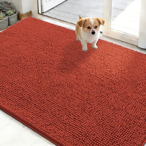 OLANLY Dog Door Mat for Muddy Paws 50x30, Super Absorbent Chenille Mud Mat by OLANLY