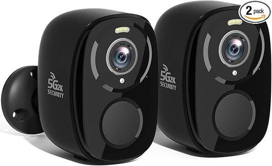 Rraycom 2Pack 5G/2.4G WiFi Security Cameras Wireless Outdoor, 2K Battery Powered Cameras for Home Security with AI Motion Detection, Color Night Vision, Siren, 2-Way-Audio, Works/Alexa,Waterproof by Rraycom