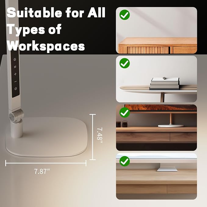 LitONES LED Desk Lamp for Home Office, Soft Edge-lit Design - Modern Style | Eye-Caring Diffused Light, Professional Computer Light for Reading, Crafts & Zoom, Dimmable with 30 Modes, Memory & Timer - Image 7