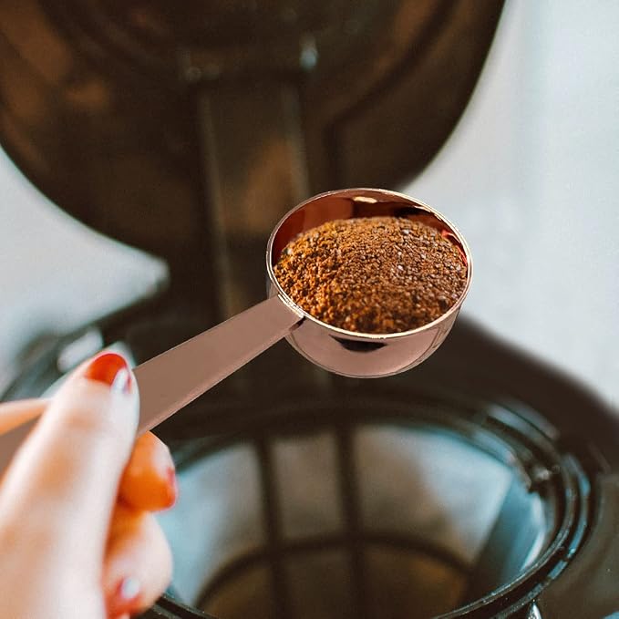 2-in-1 Coffee Scoops, 304 Stainless Steel Tablespoon Measure Spoon, with Pressed Bottom for Coffee Bean Press Coffee Grinding Pressing（Rose Gold15 ml） - Image 3