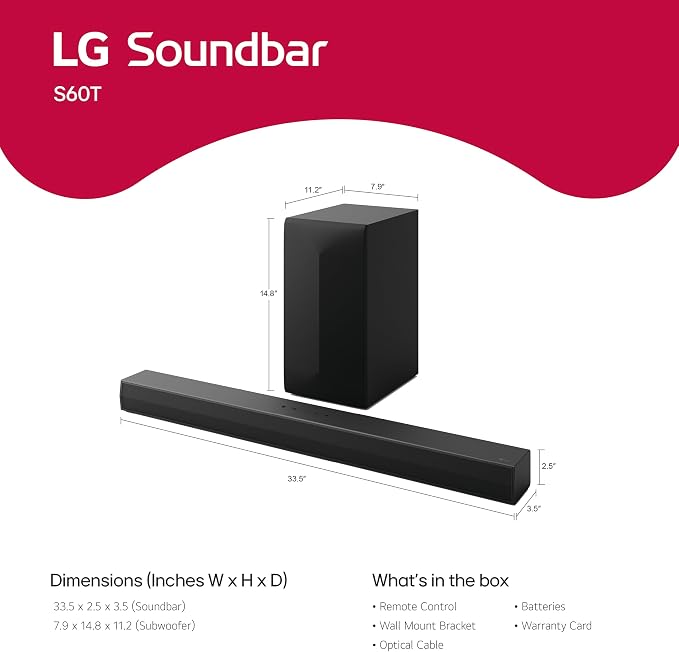 LG S60T 3.1 ch. Soundbar with Wireless Subwoofer, Dolby Audio, TV Synergy, Wow Interface, AI Sound Pro - Image 6