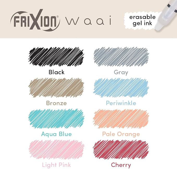 Pilot FriXion Waai Erasable Gel Pens, 8-Pack Pouch, Extra Fine Point 0.5 mm, Assorted Colors, FriXion Erasable Pens - For School, Journaling & Office Writing - Image 5