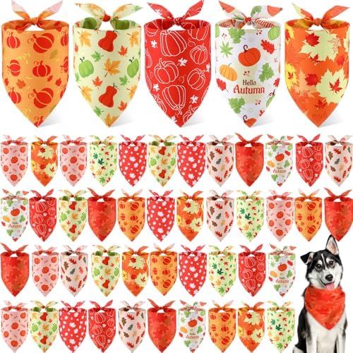 Weewooday 50 Pcs Fall Thanksgiving Dog Bandanas Bulk,Large Pets Charm by Weewooday