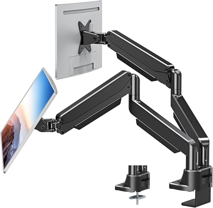 MOUNT PRO Dual Monitor Stand for Max 43 Inch Ultrawide Computer Screen, Premium Aluminum Heavy Duty Monitor Arm Holds 6.6lbs to 33lbs, Gas Spring Full Motion Display Desk Stand, VESA Mount by MOUNTPRO