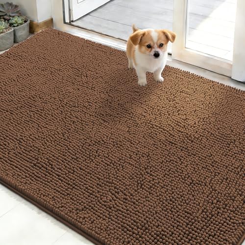 OLANLY Dog Door Mat for Muddy Paws 48x30, Super Absorbent Chenille Mud Mat by OLANLY