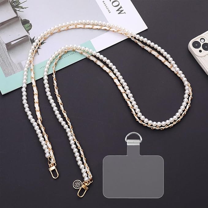 Phone Crossbody Chain Cell Phone Lanyard,Universal Leather+Metal Shouder Strap with Phone Tether Patches (P) - Image 8