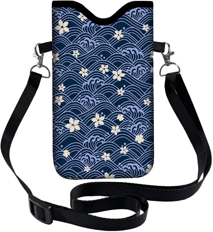 Floral Neoprene Phone Sleeve Pouch with Adjustable Strap Neck Lanyard Fits Most Smartphones 7.1 x 3.9 Inch Cute Cell Phone Crossbody Bag Waterproof Carrying Cellphone Case Bag for Women - Image 9