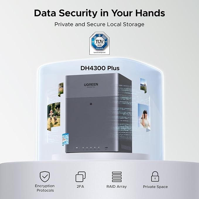UGREEN NAS DH4300 Plus 4-Bay, Support Capacity up to 128TB (Diskless) | Remote Access, AI Photo Album, Beginner Friendly, 8GB LPDDR4X RAM, 2.5GbE, 4K HDMI, Network Attached Storage (Diskless) - Image 6