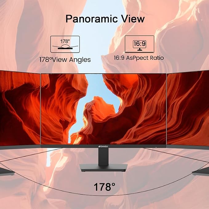 SANSUI Monitor 24 Inch 100Hz PC Monitor, HDMI VGA Ports VESA Mount, FHD Computer Monitor Ultra-Slim Ergonomic Tilt Eye Care for Home Office (ES-24F2, HDMI Cable Included) - Image 5