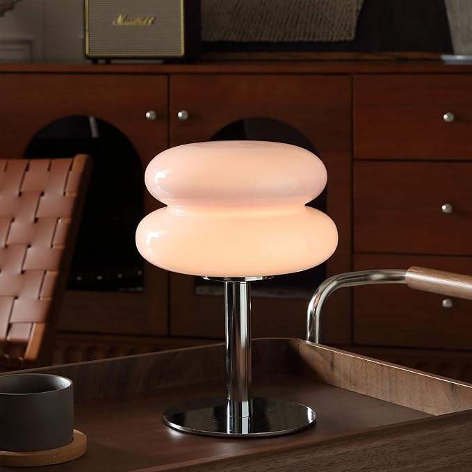 Glivpny Mushroom Lamp Table Lamp for Night Stands,Mid Century Modern Desk Lamps for Bedroom, Vintage Dimmable Bedside Small Cute Lamps, Cool Aesthetic House Warming Gifts New Home Decor (Pink) by Glivpny