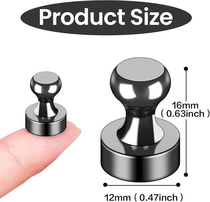 LOVIMAG Fridge Magnets 25Pcs, Magnet for Refrigerator Whiteboard, Black | Small Strong Neodymium Metal Cute Push Pin for Classroom, Kitchen, Accessories Decorative, Office, Calendar - Image 3
