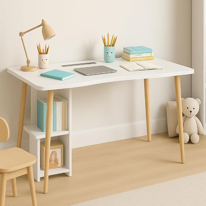 Modern White Wooden Computer Table, 40" L x 20" W x 30" H inches – Durable and Stylish Desk for Home Office, Bedroom, or Study - Image 11