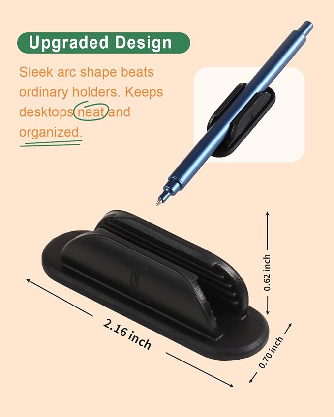 Tiizze Adhesive Pencil Holders for Desk Set of 20 - Silicone Pen Holder with Upgraded Acrylic Adhesive Pads - Flexible Desk Pencil Holder for Class Office Essentials Accessories, Teacher Supplies - Image 4