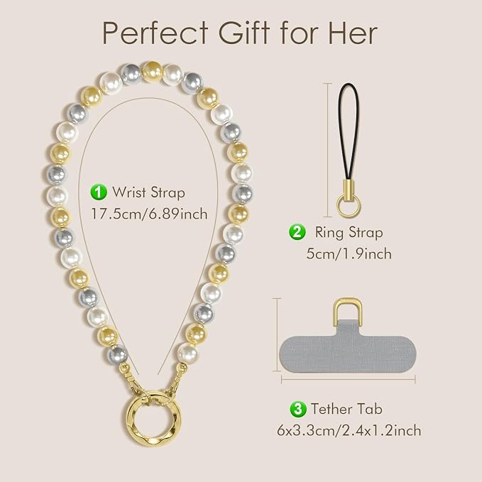 SURPHY Phone Charm, Handmade Beaded Phone Wrist Strap with Tether Tab | Phone Charm Strap, Phone Chain with Premium Metal Buckle, Wrist Strap Fits Cellphone Cases, Wallets, Bags, Keys - Image 6