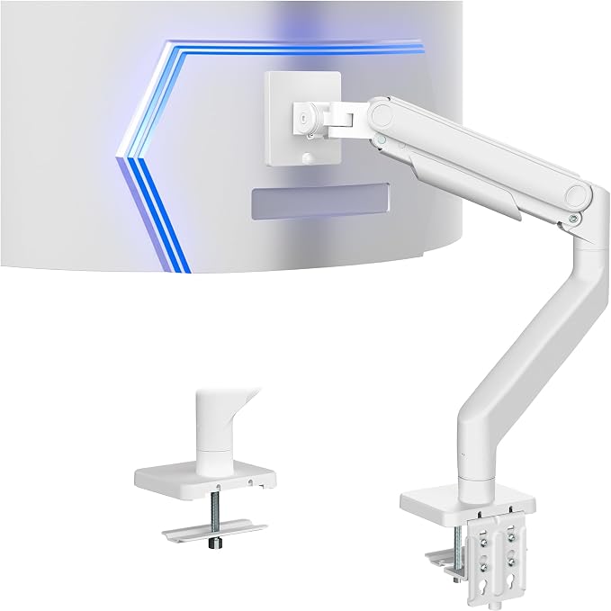 VIVO Heavy Duty Aluminum Ultrawide Monitor Tension Arm for up to 49 inch Screens, Holds 44 lbs, Premium Desk Mount Stand Designed for Samsung Odyssey G9 and More, White, STAND-V101VW by Unknown