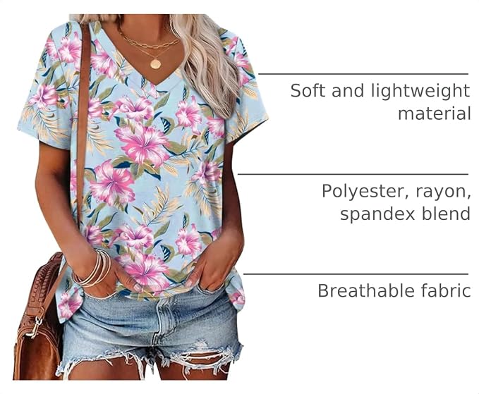 Alaroo Womens Summer Tops 2026 V Neck Short Sleeve Shirts Trendy Dressy Casual Vacation Outfits Printed - Image 4