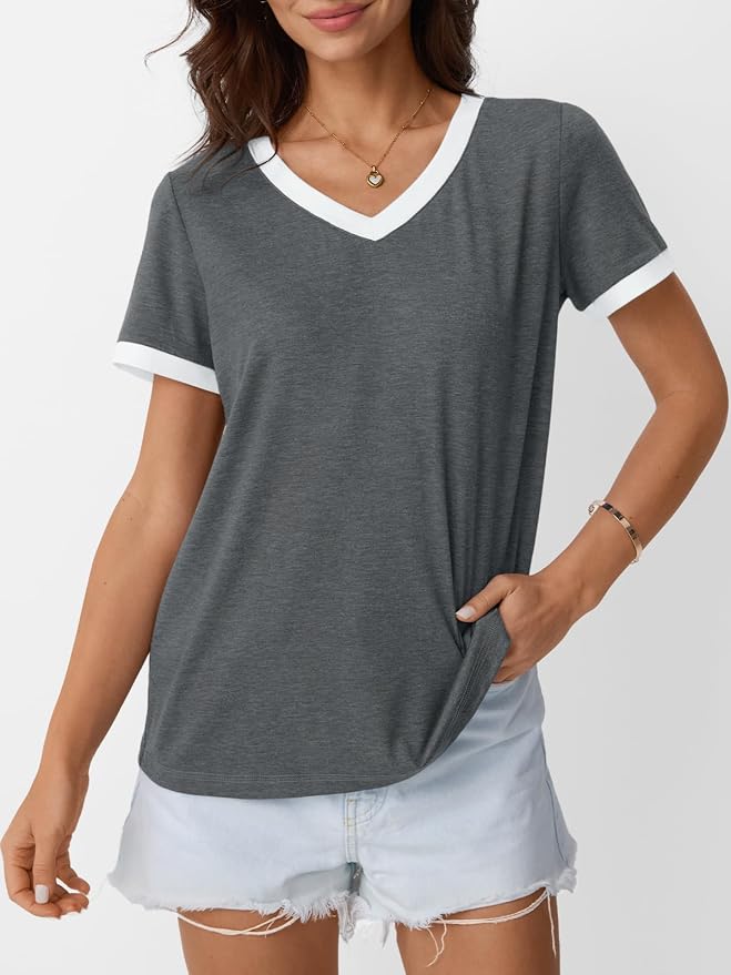 AUTOMET Womens Short Sleeve T-Shirts Summer Tops Casual Soft Tunic V Neck Basic Workout Clothes Spring Fashion Outfits 2026 - Image 2