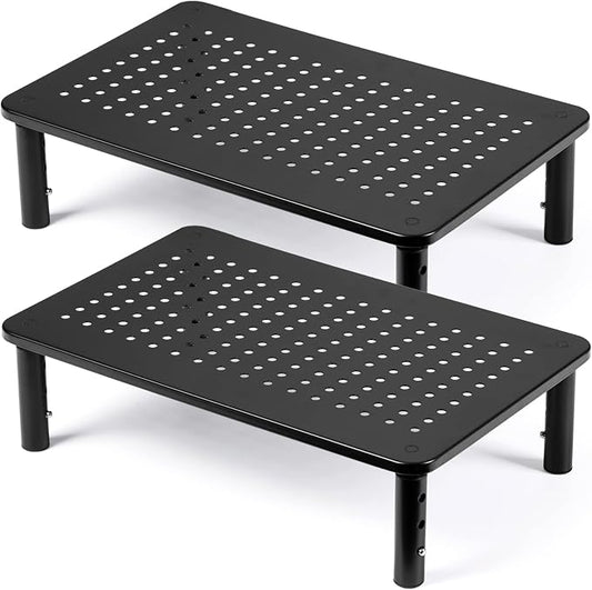 DOLALIKE 2 Pack Desktop Riser, 3 Height Adjustable Monitor stands for 2 Monitors, PC, Computer, Printer, iMac, Desktop Monitor Stand with Ventilated Platform for Airflow by DOLALIKE