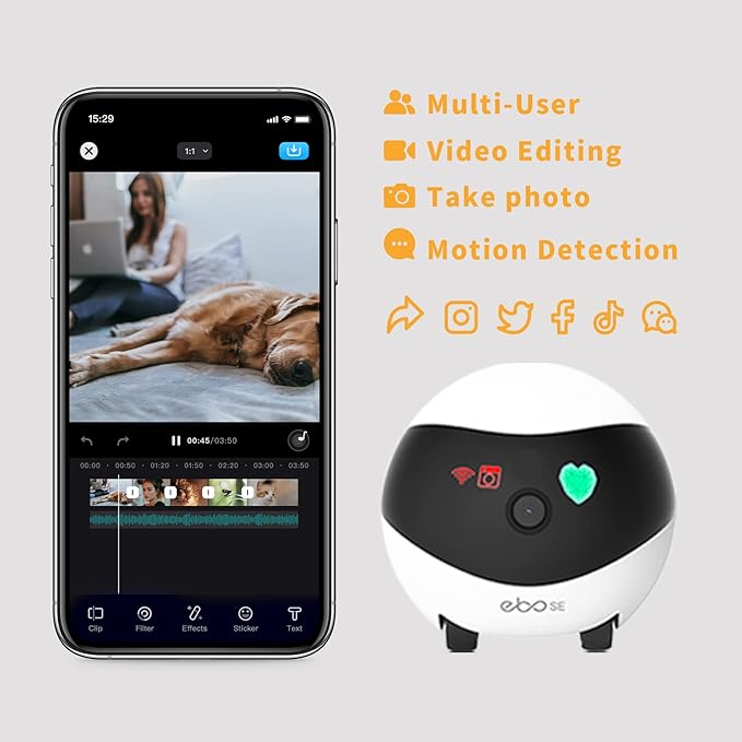 Enabot EBO SE Home Robot Camera: 1080P Mobile FamilyBot Pet Companion | Whole-Home Mobility, Two-Way Talk, Night Vision, Local Storage, Auto-Recharge, Long Distance Gift for Family/Pet - Image 6