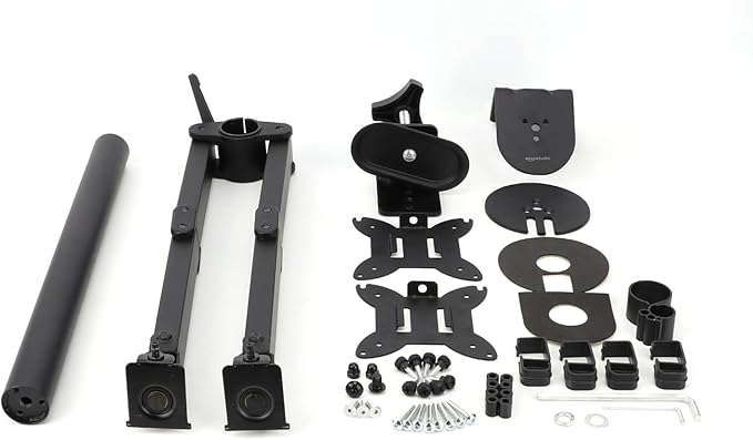Amazon Basics Adjustable Dual Monitor Desk Mount, Supports up to 32 inch Monitors and 22 lbs per Arm, Adjustable Tension, VESA 75x75/100x100, Black - Image 6