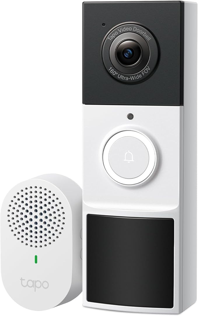 Tapo 2K Wireless Smart Video Doorbell with Chime - 160° Ultra-Wide View,Person Detection, Ring Call, 2-Way Audio, Subscription-Free Local Storage/Optional Cloud, Motion Only Alert, D210 by Unknown