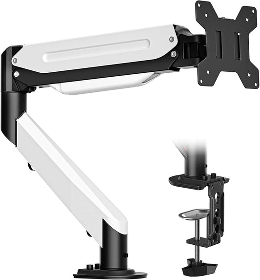 Suptek Monitor Mount Gas Spring Monitor Arm Desk Mount Fully Adjustable Fits 17 20 22 23 24 26 27 32 35 inch Monitors Weight Capacity up to 24.25 lbs (Black+White, 17"-35") by suptek