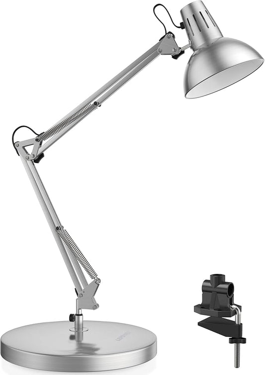 LEPOWER Metal Adjustable Desk Lamp with Clamp, Swing Arm for Home Office | Gooseneck, Architect Style, Eye-Caring Table Lamp, On/Off Switch, E26 Base, Reading for Dorm, Bedroom, Study, Back to School by LEPOWER