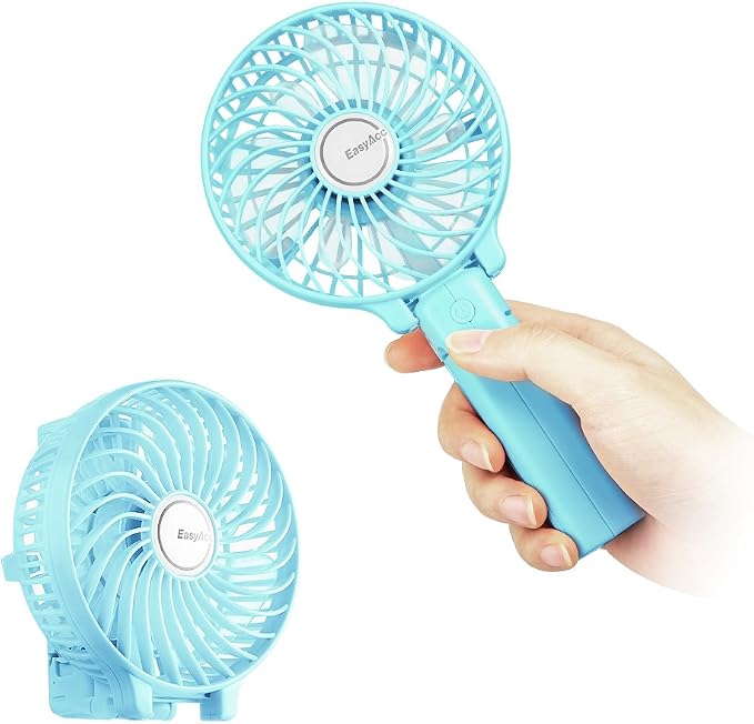 EasyAcc Mini Handheld Fan, USB Desk Fan Small Personal Portable Stroller Table Fan with Rechargeable Battery Operated Cooling Folding Electric Fan 3-10H Working Hours for Travel Office Outdoor by EasyAcc