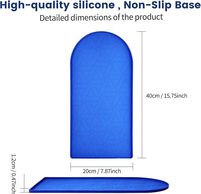 Silicone Coffee Mat,15.8"x7.9" Coffee Bar Mats for Countertop,Espresso Mat, Silicone Heat Resistant Mat for Espresso Machine/Coffee Maker (Blue) - Image 2